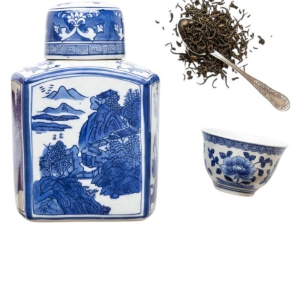 Vintage Blue and White Porcelain Ginger Jar Chinoiserie Asian 9 inch
